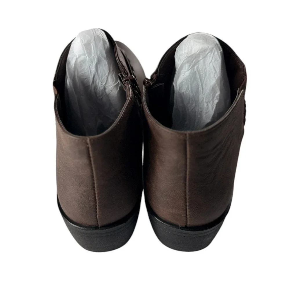 Easy Street Jalia Brown Braided Ankle Booties Womens 11M Comfort Wave 31-5826